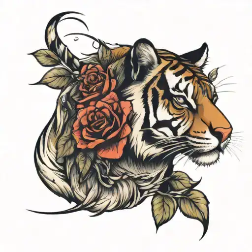 Tiger And Roses