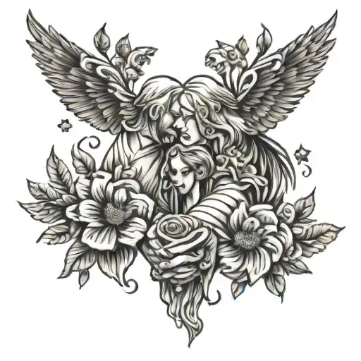 Mother And Father With Own 2 Sons Holding Hands