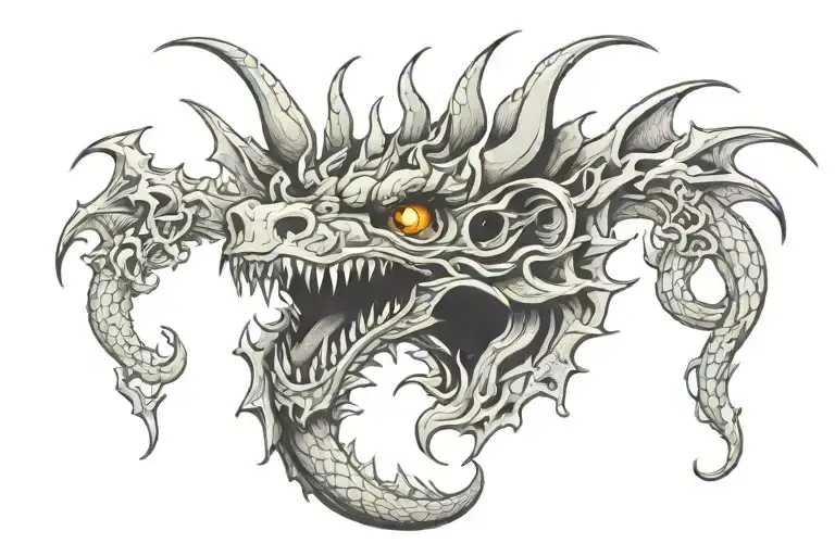 Euopen Dragon With Skulls Surrounded