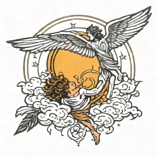 Icarus Falling From Sky With Sun