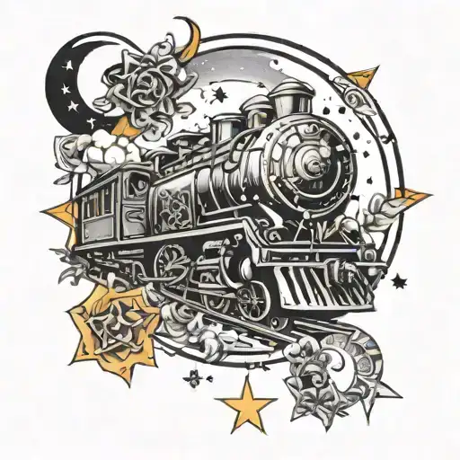 Train And Sun Moon Stars