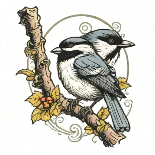 Chickadee Perched Southern Gothic Inspired