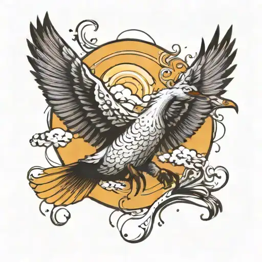 A Goose Flying Towards The Sun