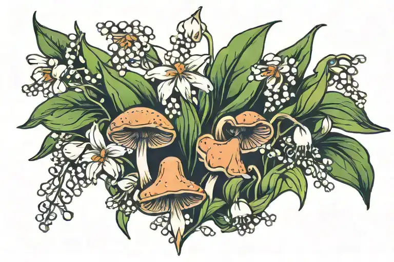 Mushroom Merigolds Lily Of The Valley Daisy