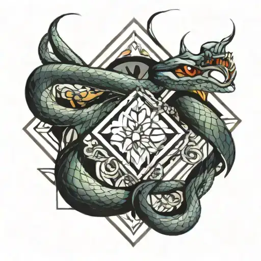 Snake Wrapped Around A Diamond