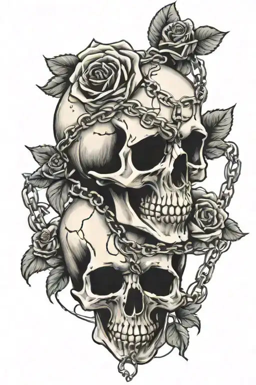 Skull Roses And Chain Wrapped