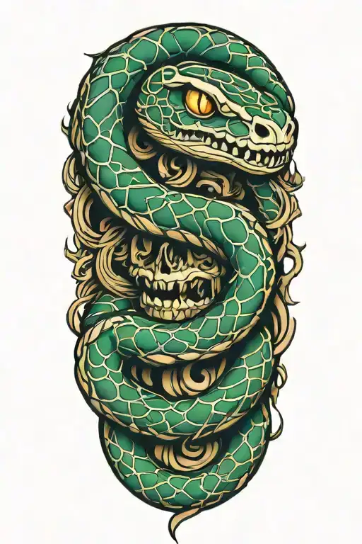 Snake Wrapped Around Bones
