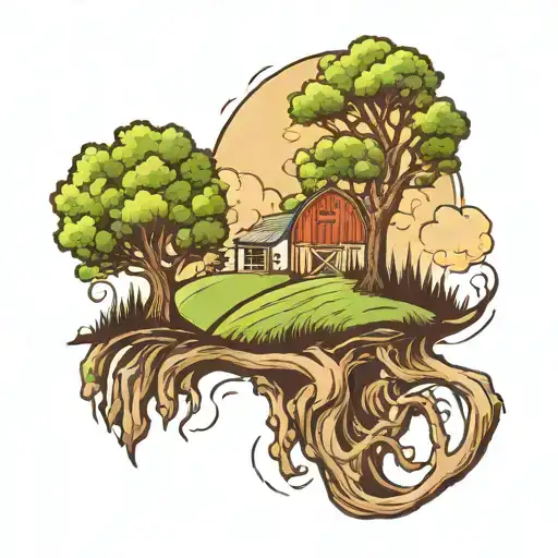 Farm Land With Tree Growing