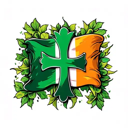 Irish Flag And Cross