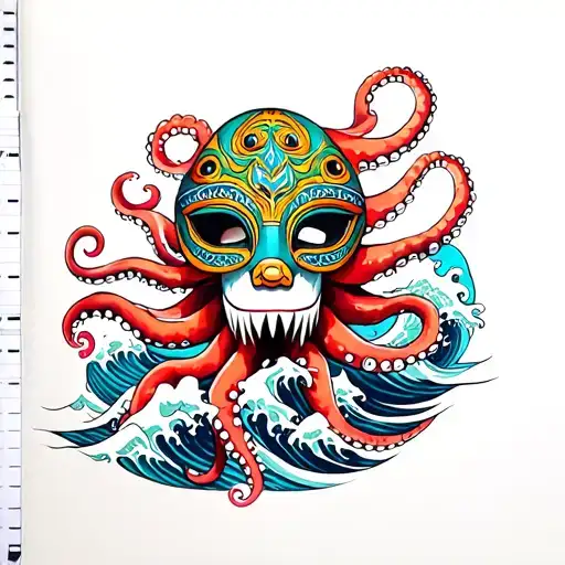 Onni Mask And A Octopus And Waves