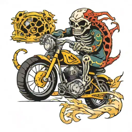 Skeleton Salamander Riding Motorcycles