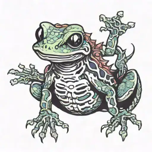 Skeleton Salamander Riding A Frog