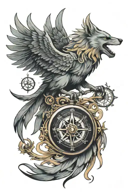 Compass Mechanism Phoenix Wolf Wind Rose