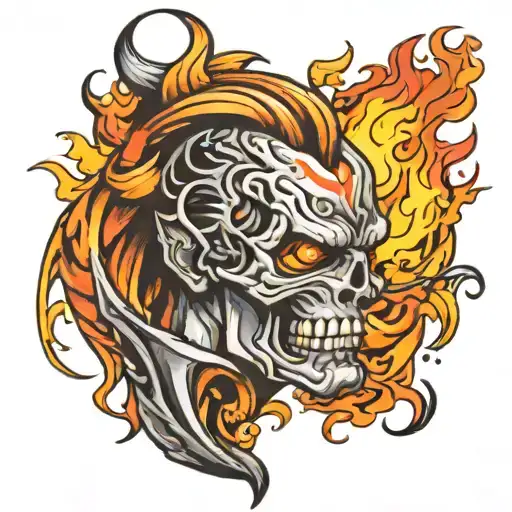 Flame All Around The Shoulders To Bicep