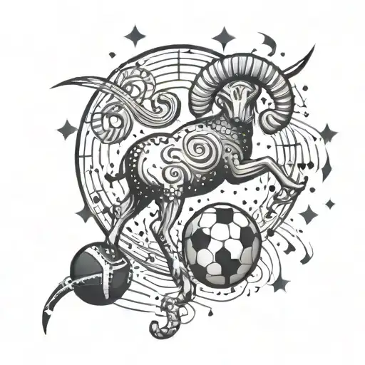 Aries Constellation Formed By Musical Notes With A Football Hidden Within The Design