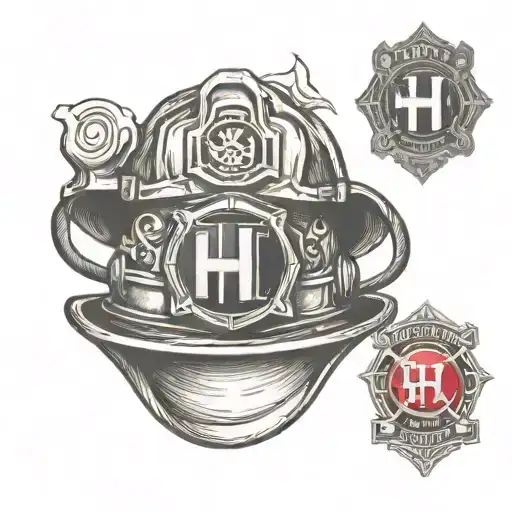 Firefighter Helmet With A Capital H On It