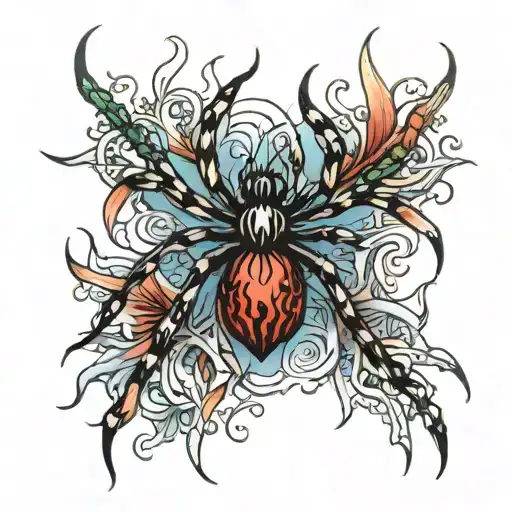 Spider On A Red Spider Lily