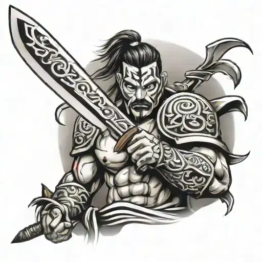 Warrior Holding Machete Tatoo Full Arm