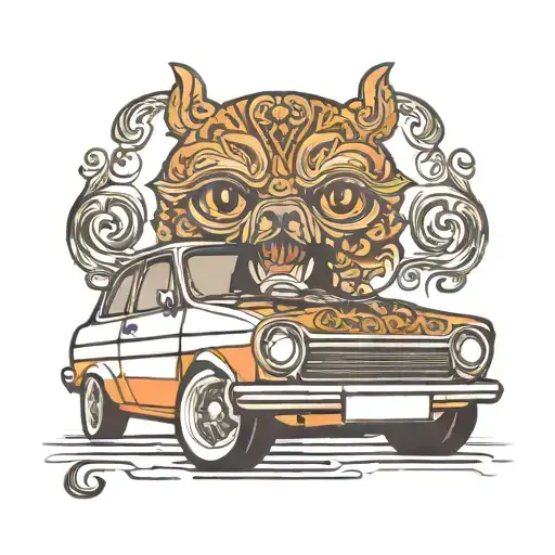 Cartoon Ford Fiesta With Eyes Front View