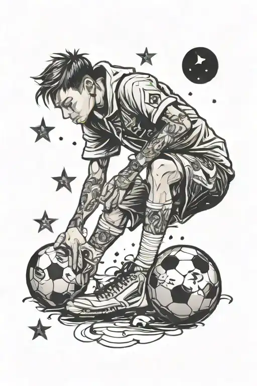 Soccer Boy Looking At The Stars