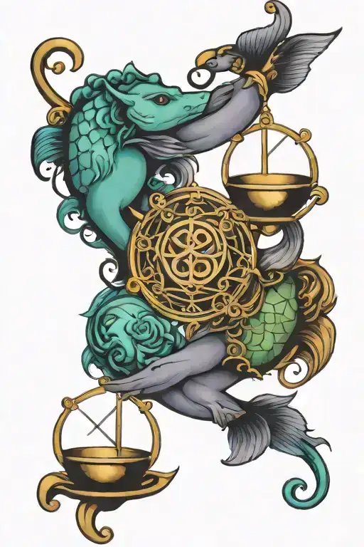 Libra And Pisces Zodiac Signs Intertwined Representing Love