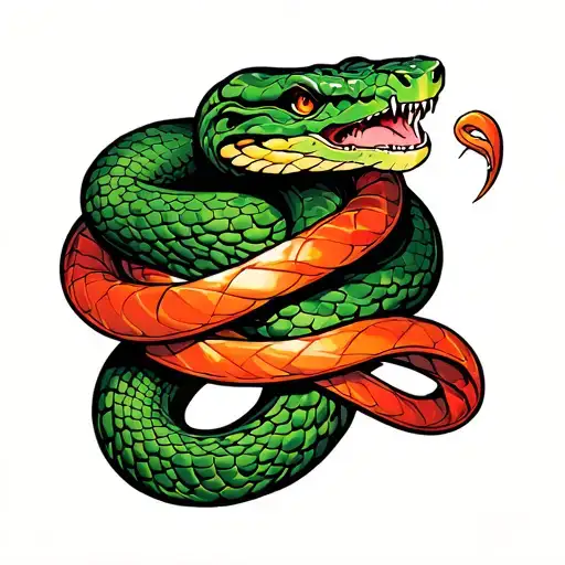 Snake Wrapped With Chronic Disease Ribbon Intertwined In Its Body