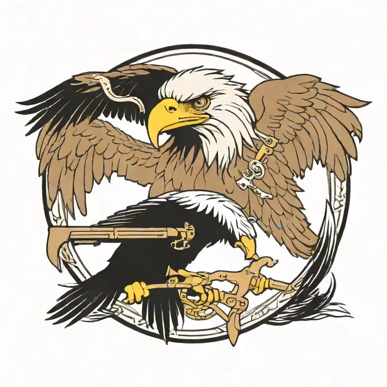 Eagle With 2 Rifles Crossed