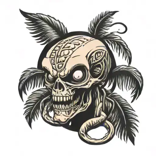 Palm Tree And Alien Head