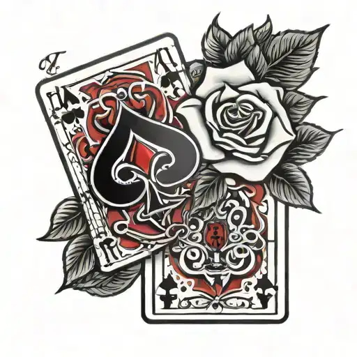 Ace And Jack Of Hearts Playing Card Roses