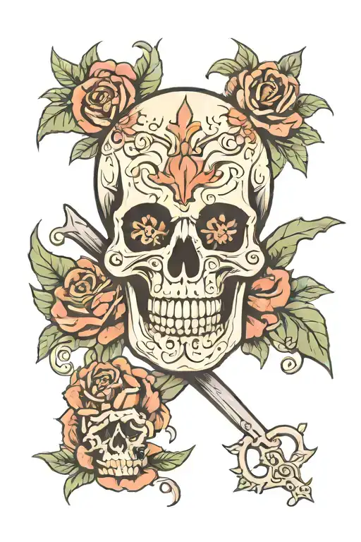 J Tattoo With Skull Surrounded