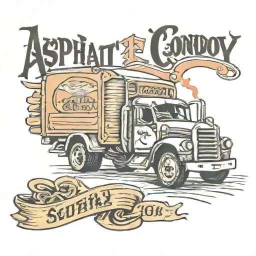 Semi And Pickup Truck With Words Asphalt Cowboy
