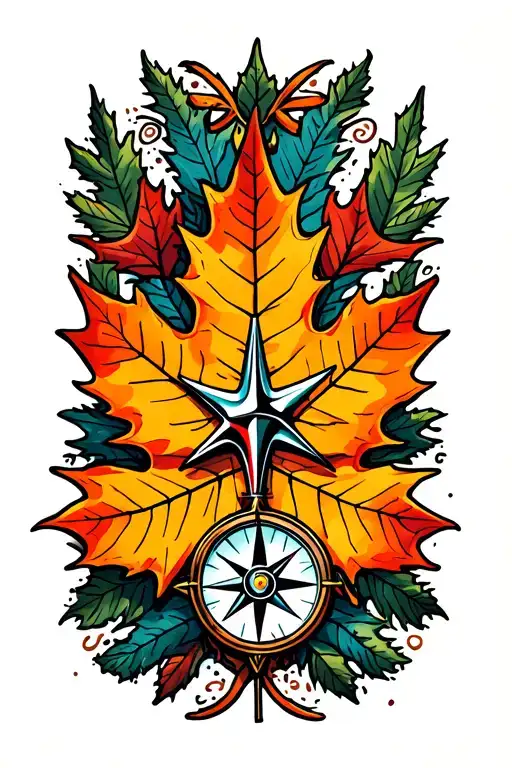 Maple Leaf And Compass Pointing North