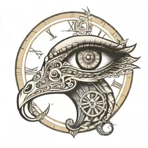 Clock Of Time And Apart Above An Eye Of Horus