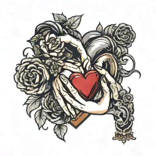 A Woman's Hand And A Man's Hand Hold The Heart Of Love