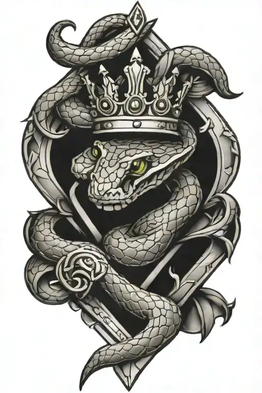 Snake Wrapping Around A Diamond With A Crown