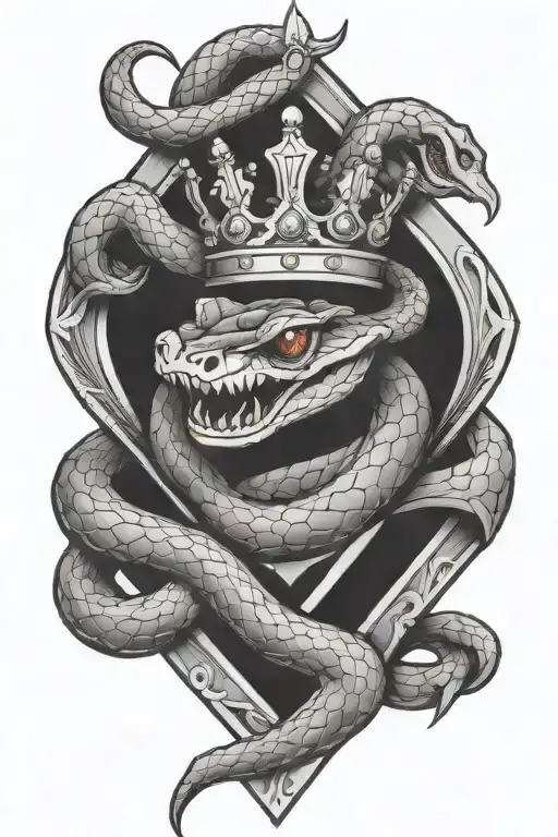 Snake Wrapping Around A Diamond With A Crown