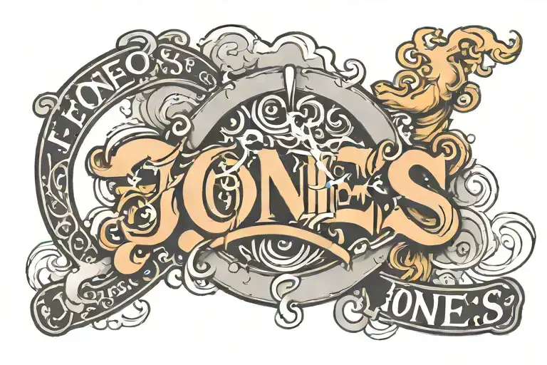 The Word Jones With Smoke And People In The Background