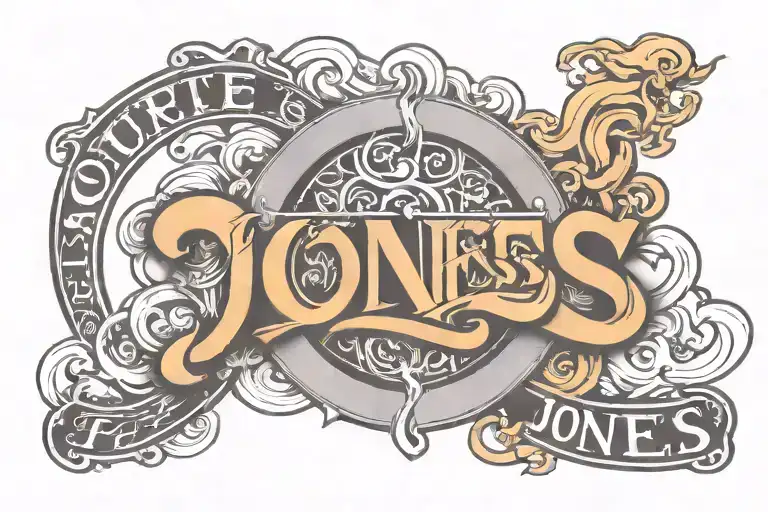 The Word Jones With Smoke And People In The Background