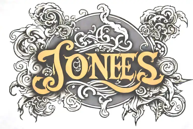 The Word Jones With Smoke And People In The Background