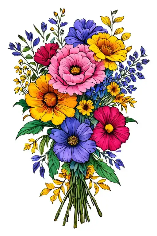 Birth Flower Bouquet With July September And October