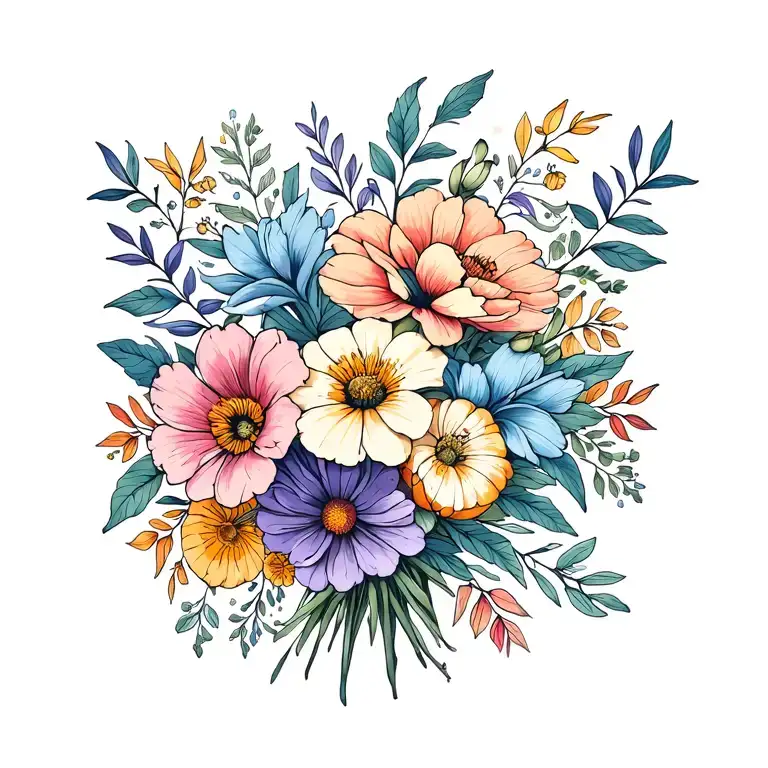 Birth Flower Bouquet With July September And October