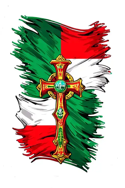 Italian Flag With Cross