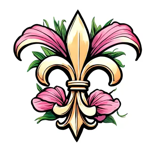 Fleur-de-lis Symbol And 2 Lillies