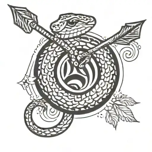 Small Snake Swirl Around An Arrow