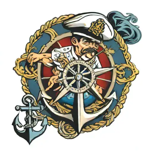 Us Navy Sailor With Anchor And A Compass
