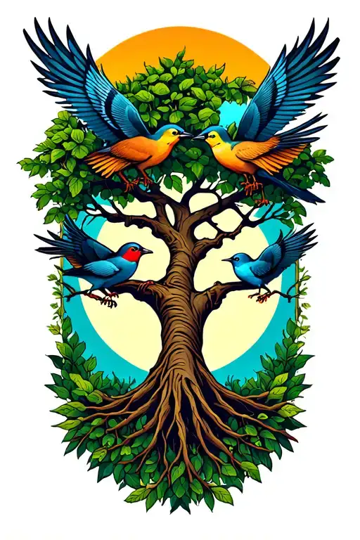 Tree Of Life With Birds