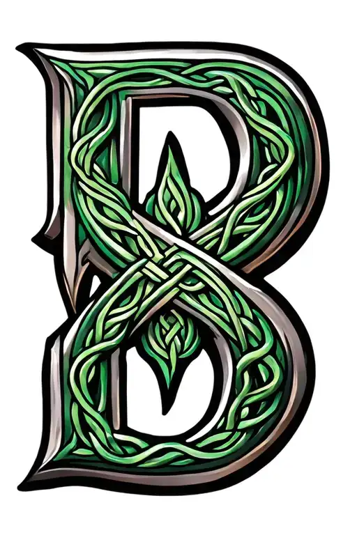 Celtic Cloisonne Style Capital Letter D In Silver And Green