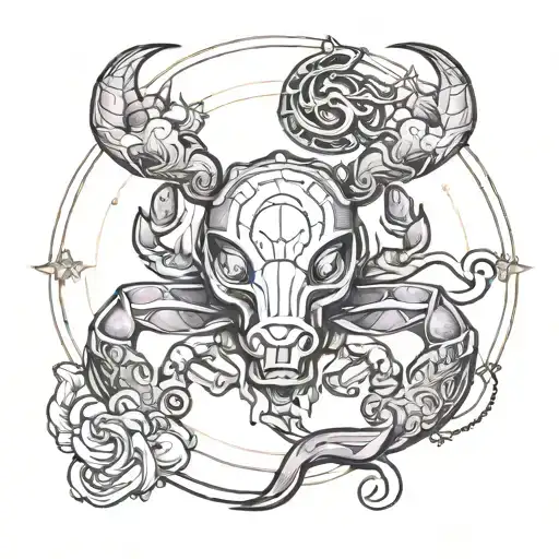 Horoscope Cancer Zodiac Sign Tattoo Design Inspired