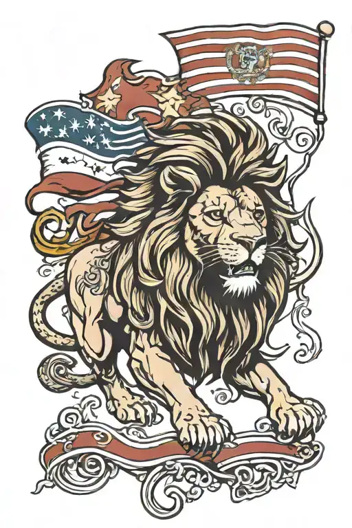 Lion And Flag Nationalism