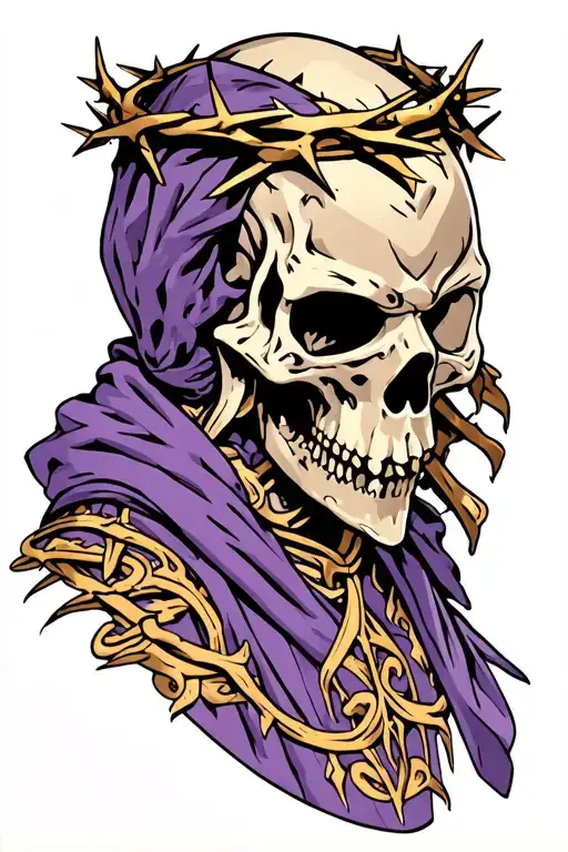 Dead Knight With Crown Of Thorns Color And Purple Robe